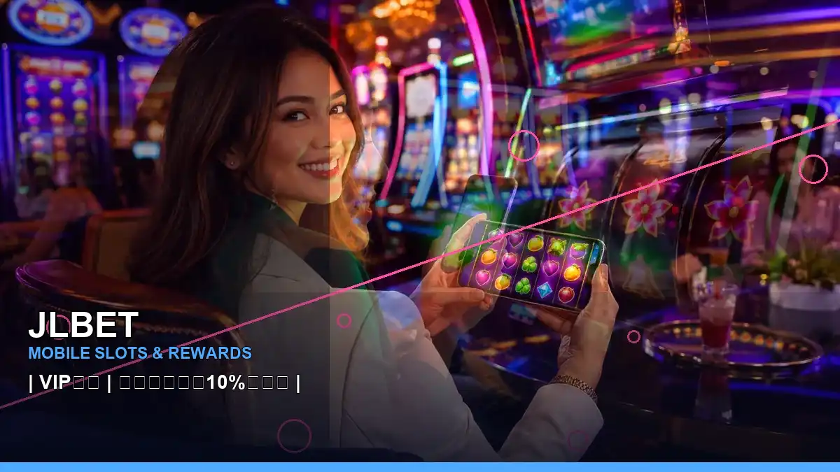 JLBET party online slot games featuring an adult Filipina casino host with a left-diagonal composition