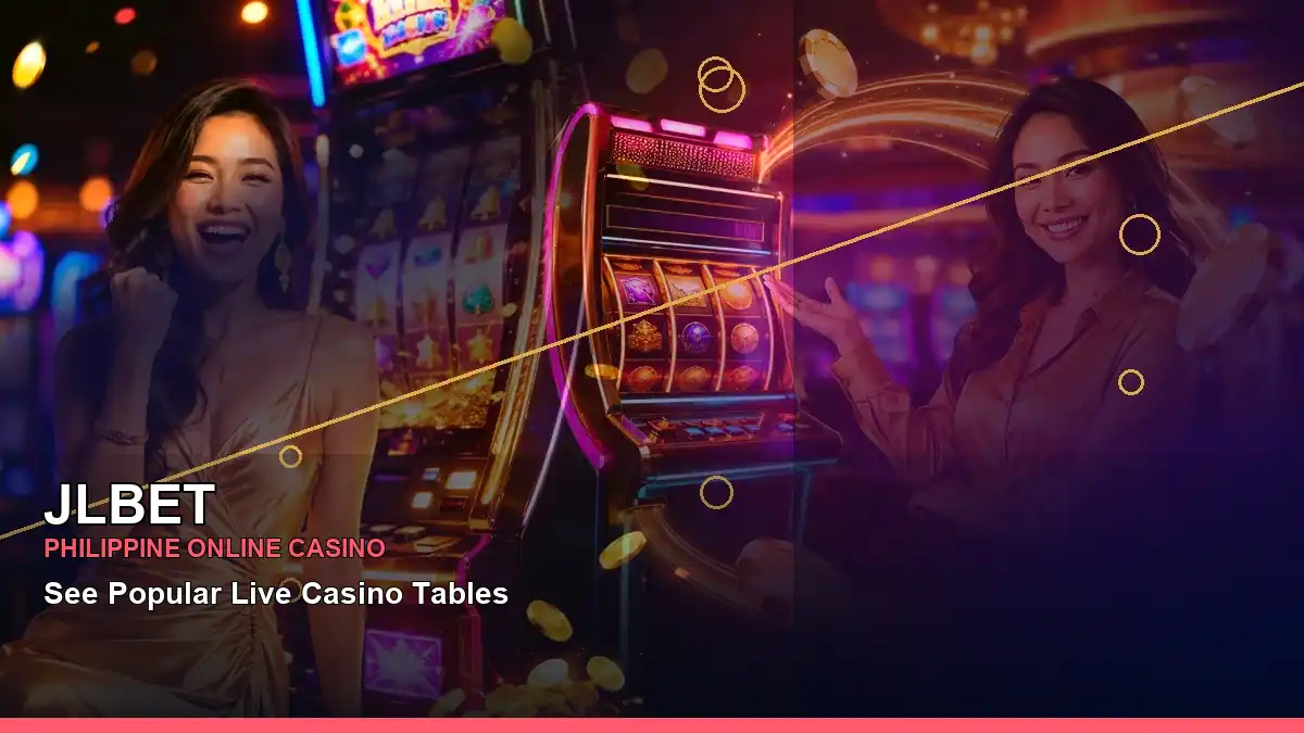 JLBET Philippines casino guide with left close-up lounge VIP casino rewards and an adult Filipina casino host